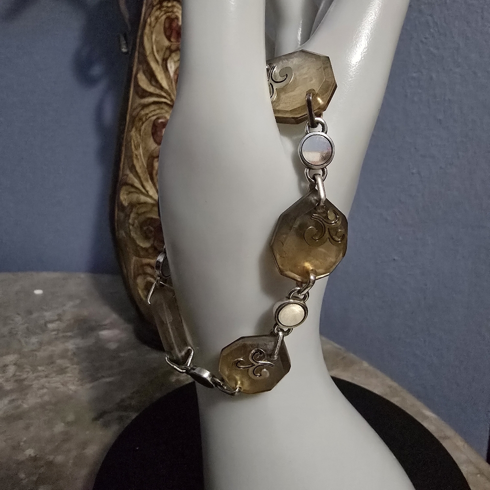 Brighton Iridescent Shell Silver Plated Resin Bracelet - Picture 6 of 8